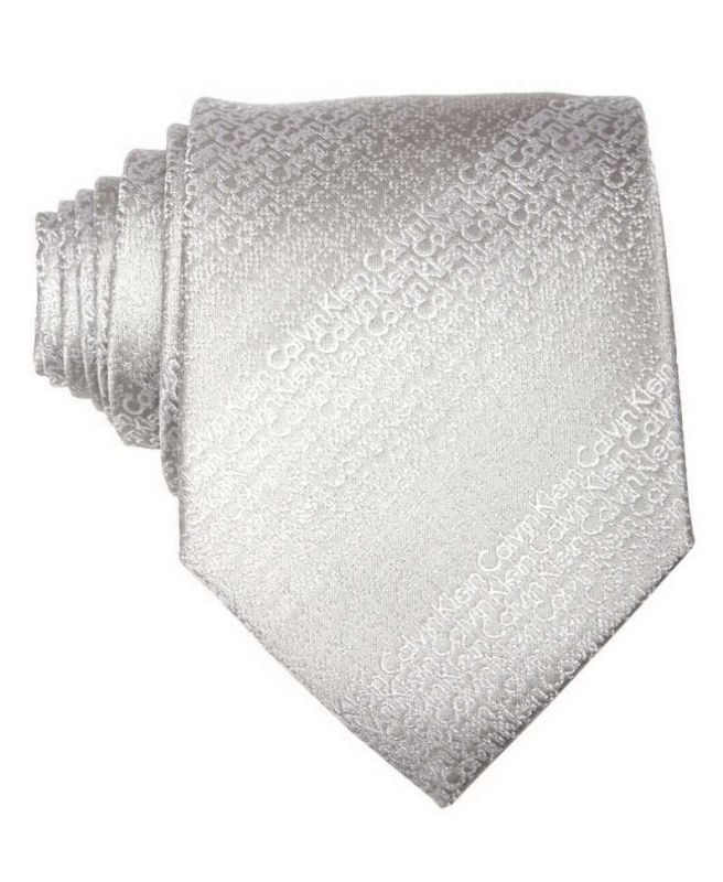 Серебристый шелковый галстук Calvin Klein с выделкой