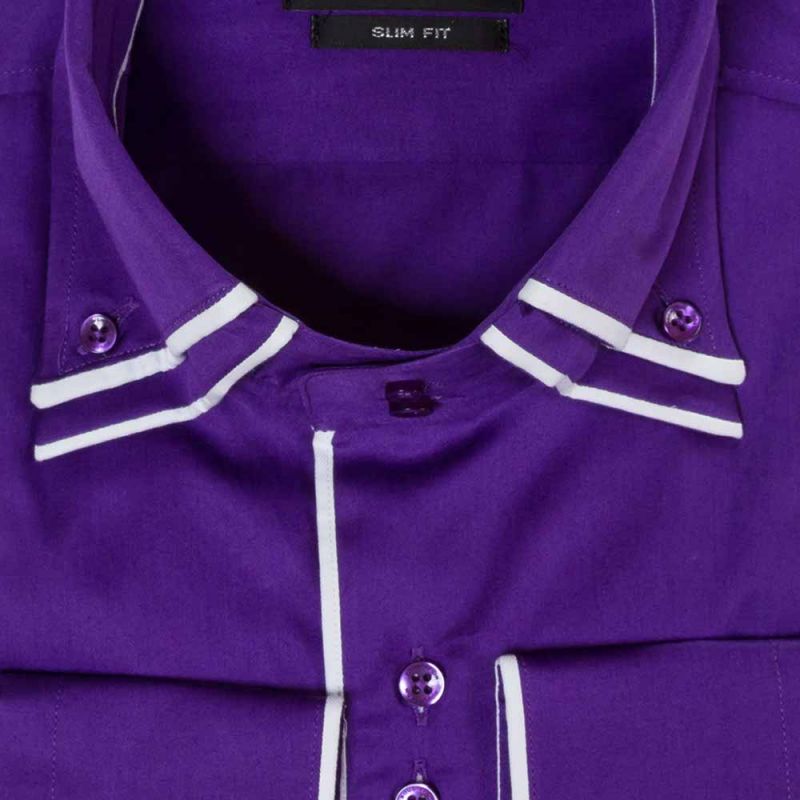 Рубашка фиолетовая с двойным воротником приталенная