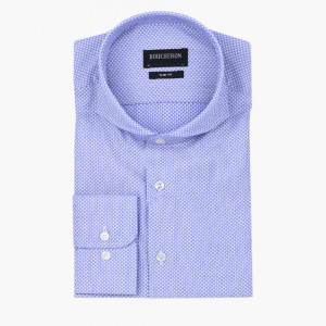 Рубашка голубая в горошек, приталенная, Non Iron