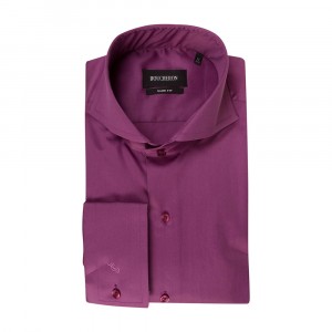 Рубашка фиолетовая однотонная приталенная