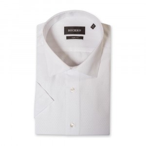 Рубашка белая с выделкой с короткими рукавами приталенная