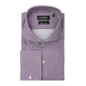 Рубашка фиолетовая в полоску, приталенная и удлинённая