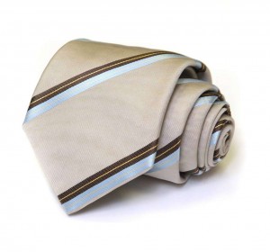 Бежевый галстук в полоску из шёлка Valentino