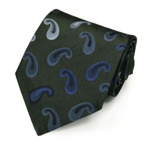 Тёмно-зелёный шёлковый галстук Moschino с рисунком пейсли