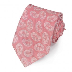 Розовый шёлковый галстук Moschino с рисунком пейсли