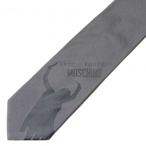 Серый шёлковый галстук Moschino с рисунком