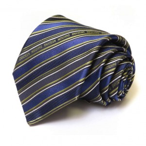 Синий шёлковый галстук Moschino в полоску