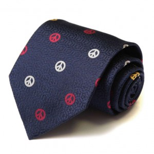 Синий шёлковый галстук Moschino со значками «пацифик»