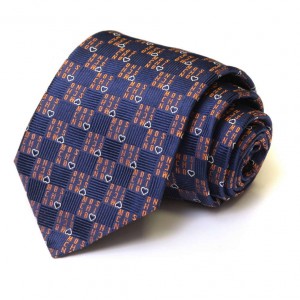 Синий шёлковый галстук Moschino в клетку с лого