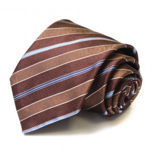Коричневый шёлковый галстук Moschino в полоску