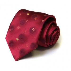 Красный шёлковый галстук Moschino в горошек