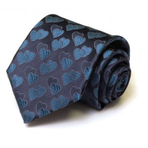 Синий галстук из шёлка Moschino с сердечками