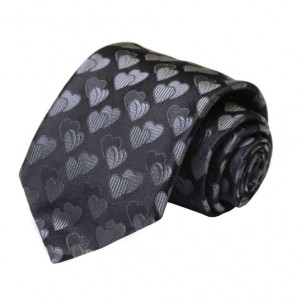 Чёрный шёлковый галстук Moschino с сердечками