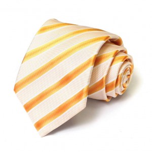 Белый в оранжевую полоску галстук Moschino из шёлка