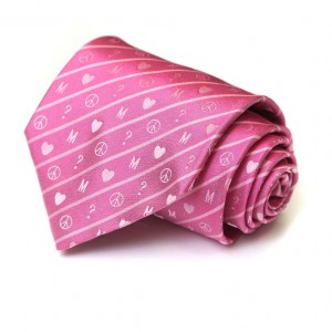 Розовый шёлковый галстук Moschino со значками «пацифик»