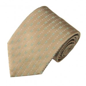Бежевый шёлковый галстук с логотипами Celine в мятный горошек