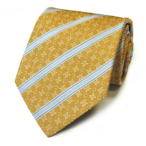 Жёлтый шёлковый галстук Celine в голубую полоску
