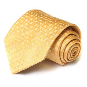 Золотистый шелковый галстук Celine с логотипами