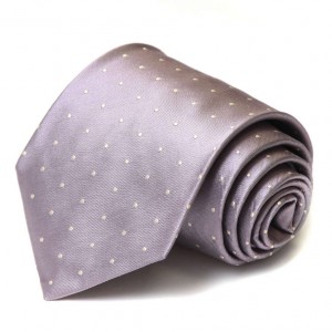 Сиреневый шелковый галстук Celine в горошек