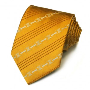 Солнечно-жёлтый шелковый галстук Celine в полоску