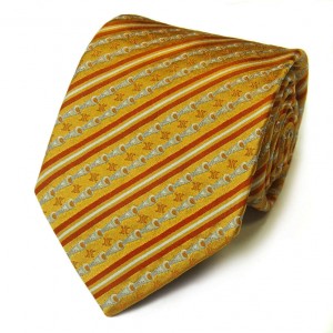 Жёлтый шёлковый галстук Celine с диагональной вышивкой