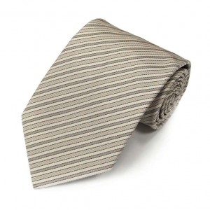 Серо-бежевый шёлковый галстук Celine в полоску