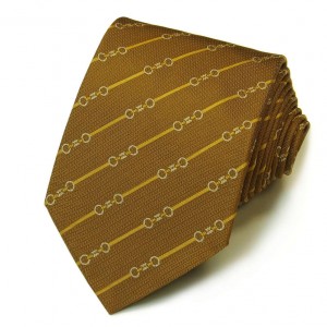 Светло-коричневый шёлковый галстук Celine в полоску