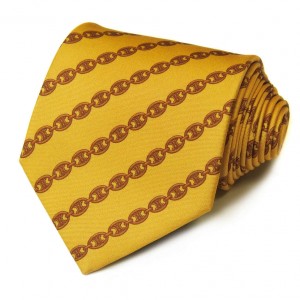Жёлтый шёлковый галстук Celine с узором из цепей