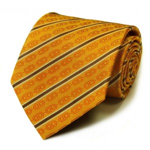 Жёлтый шёлковый галстук Celine с узором из цепей