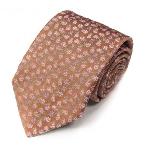 Коричневый шёлковый галстук Celine рисунок - ягодки
