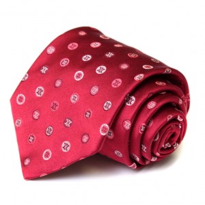 Красный шёлковый галстук в горошек с логотипами Celine