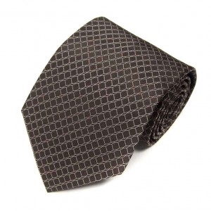Тёмно-коричневый шёлковый галстук Celine в сетку