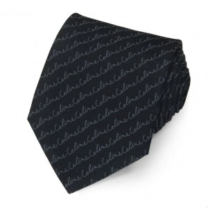 Чёрный шёлковый галстук с надписями Celine