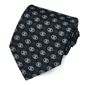 Чёрный шёлковый галстук Celine с логотипами