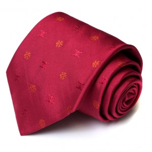 Вишневый галстук с логотипами Celine из шелка