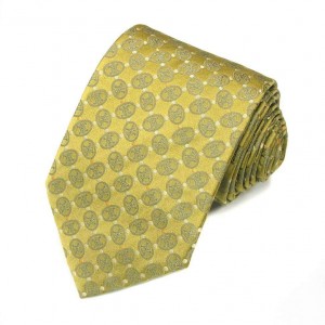 Жёлто-салатовый шёлковый галстук Celine с рисунком