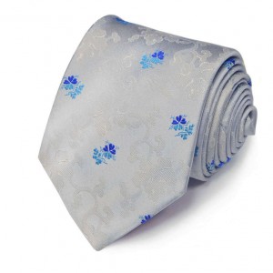Серый галстук Сhristian Lacroix с голубыми цветами