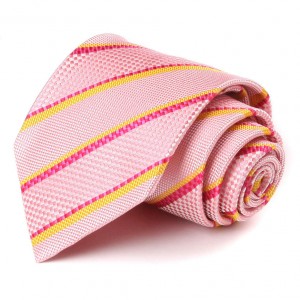 Розовый шёлковый галстук Сhristian Lacroix в полоску