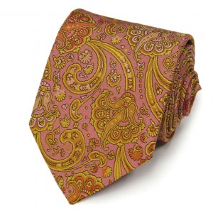 Розовый галстук Сhristian Lacroix с оранжевым рисунком Пейсли