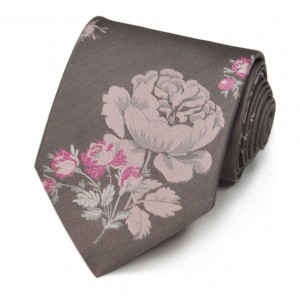 Серый шёлковый галстук Сhristian Lacroix с розами