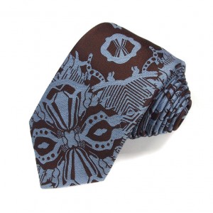 Коричневый галстук Сhristian Lacroix с голубым абстрактным рисунком