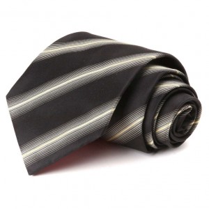 Чёрный галстук Сhristian Lacroix с бежевыми полосками
