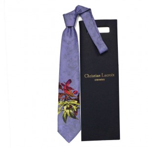 Фиолетовый галстук Сhristian Lacroix с тропической птицей