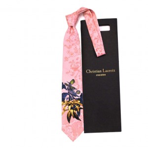 Розовый галстук Сhristian Lacroix с тропической птицей