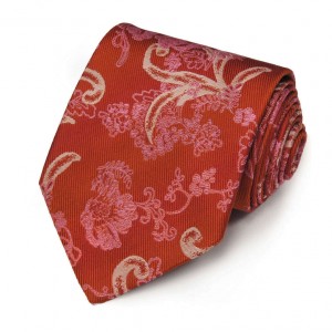 Терракотовый галстук Сhristian Lacroix с растительным рисунком