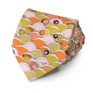 Оранжевый галстук Emilio Pucci с цветным рисунком
