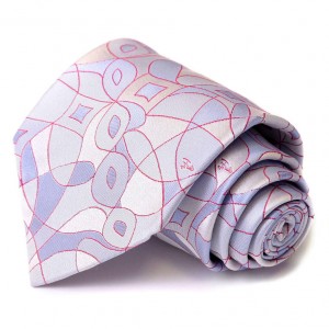 Серебристый галстук Emilio Pucci с лиловым рисунком