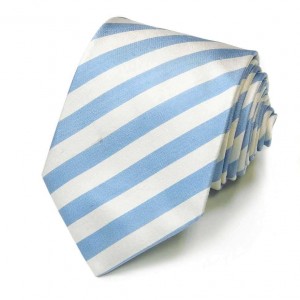 Небесно-голубой галстук Rene Lezard в полоску