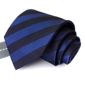 Синий галстук Rene Lezard в чёрную полоску