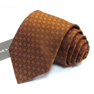 Коричневый галстук Rene Lezard с геометрическим принтом